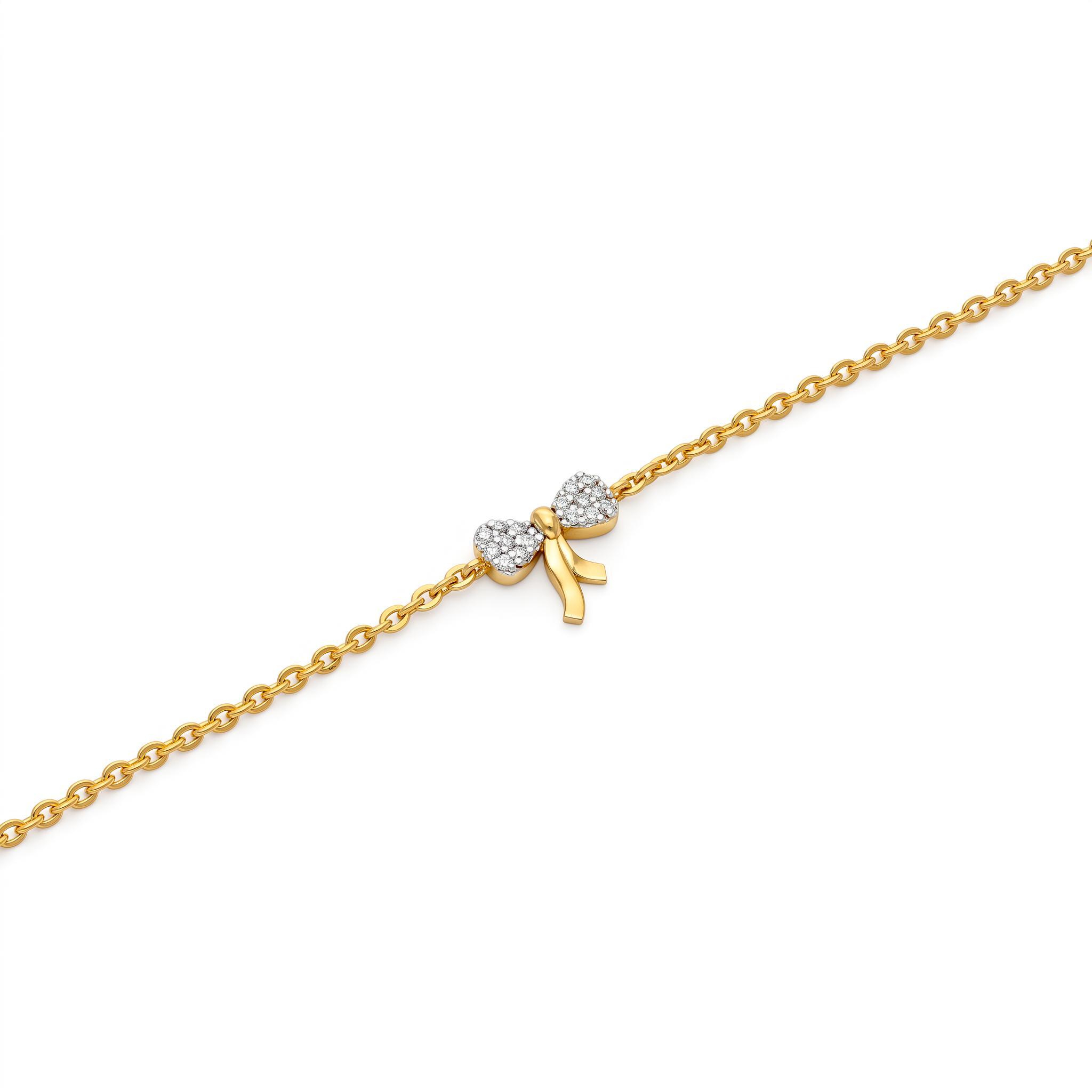 Pave Diamond Bow Charm Bracelet ,
