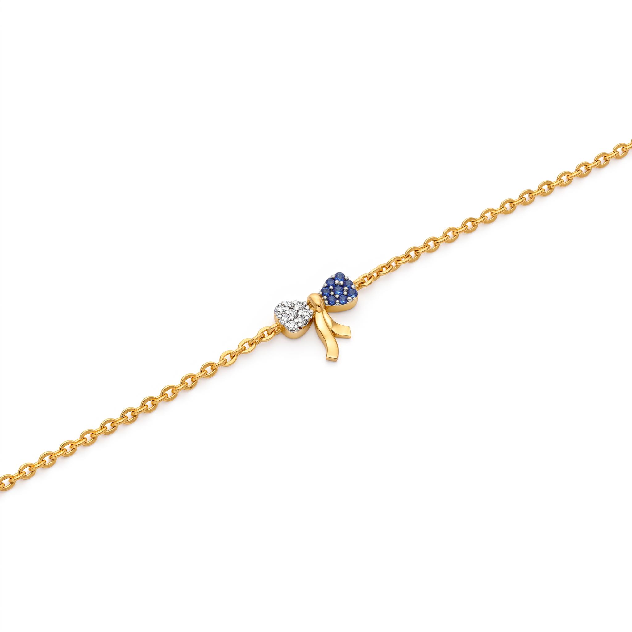 Blue & White Pave Bow Charm Bracelet ,