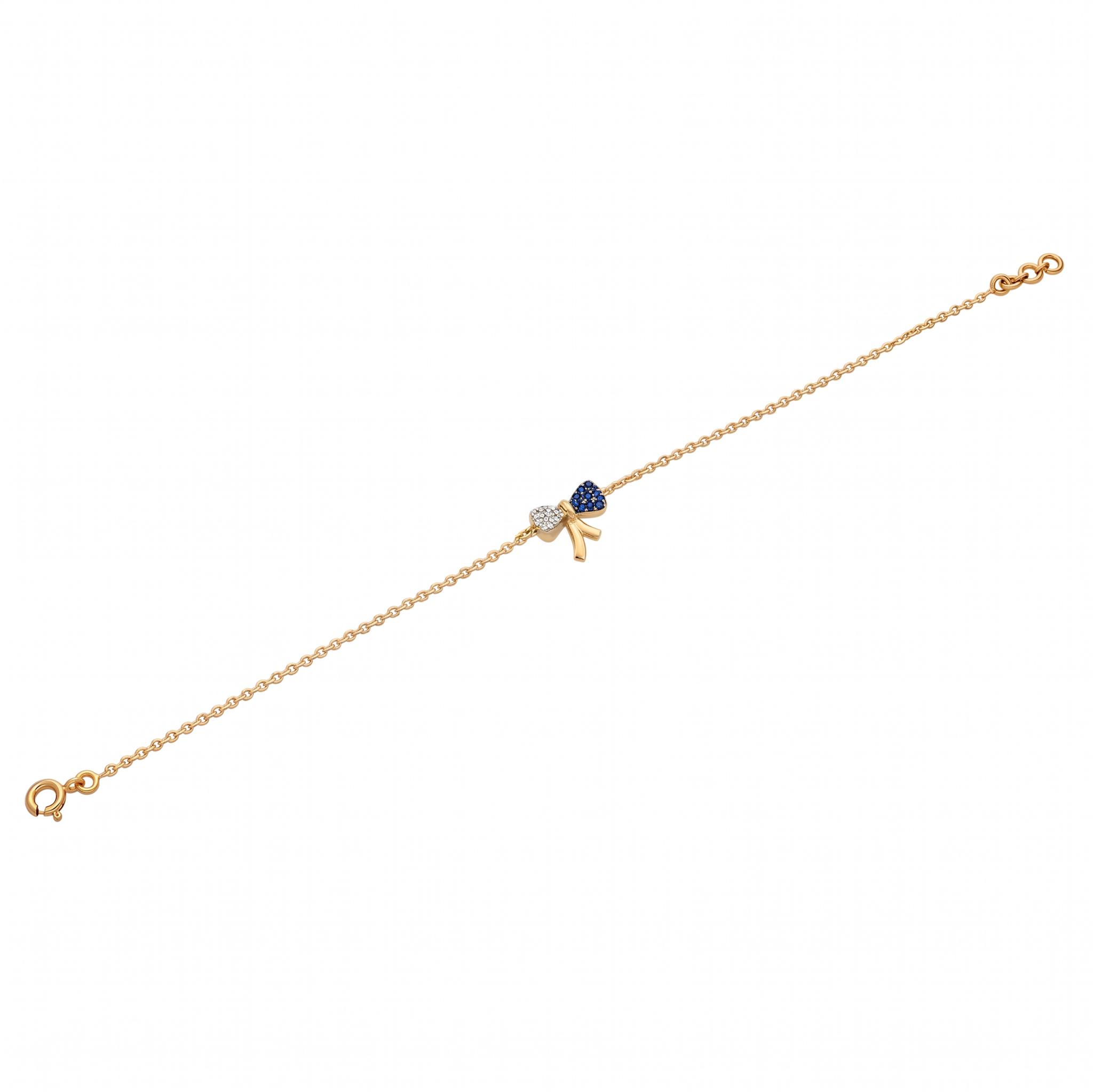 Blue & White Pave Bow Charm Bracelet ,