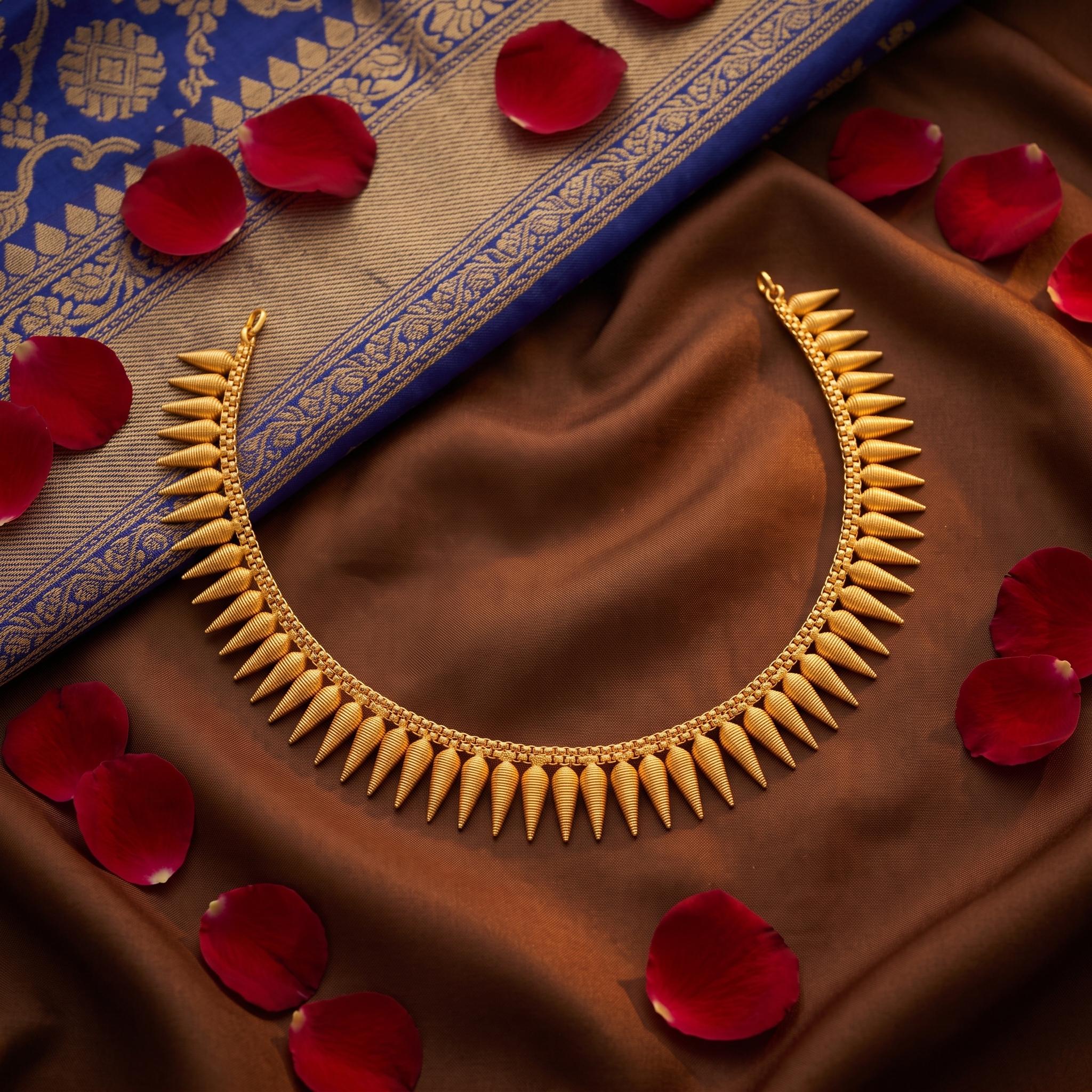 Golden Spike Jasmine Bud Necklace (Mullamottu Mala) ,