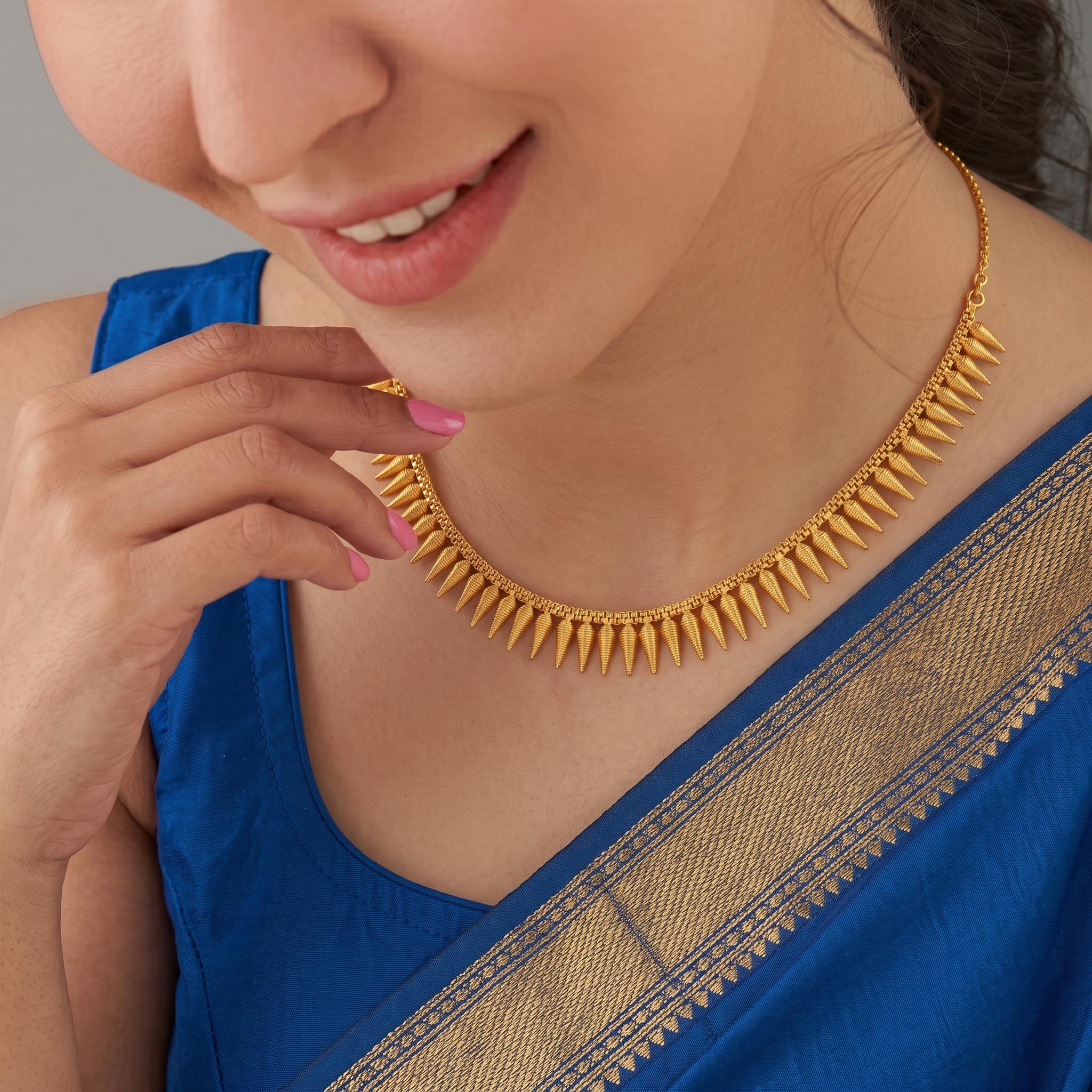 Golden Spike Jasmine Bud Necklace (Mullamottu Mala) ,