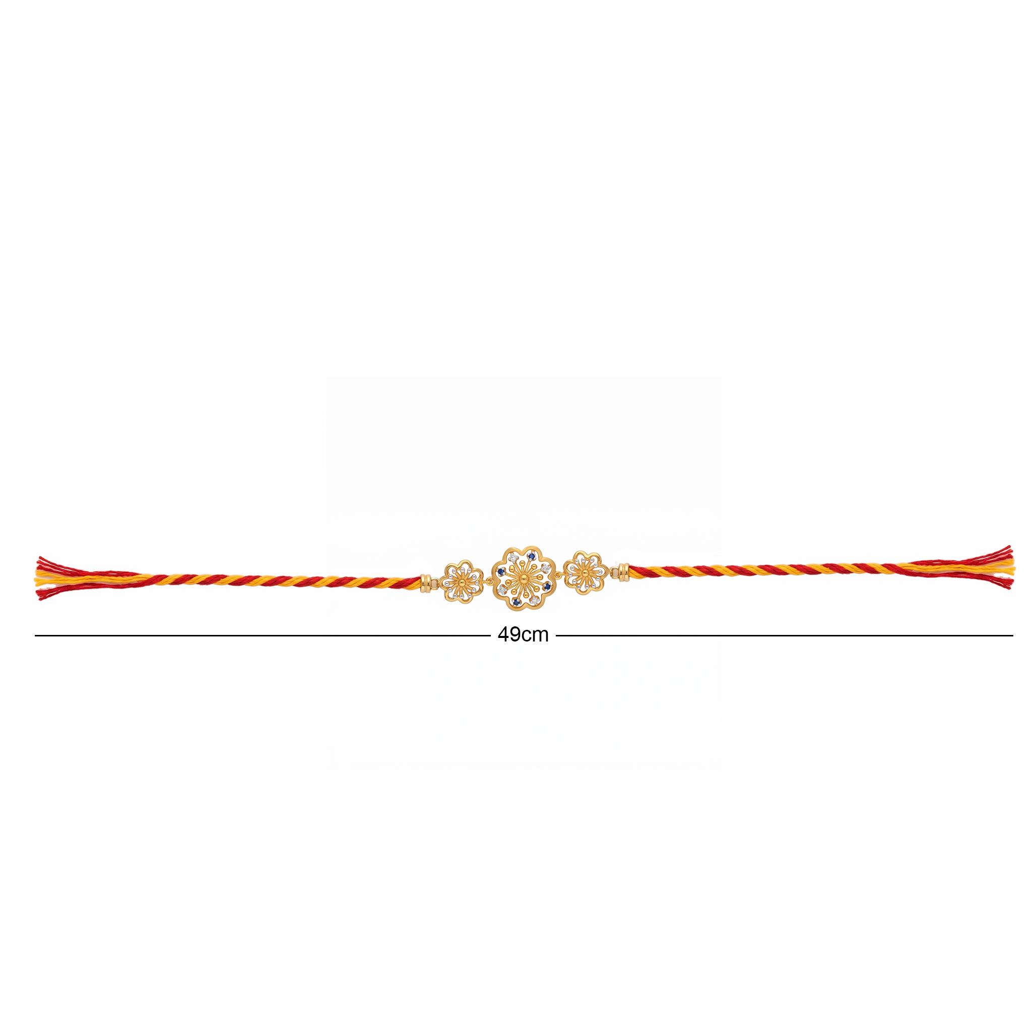 Floral Stone Silver Gold-Plated Rakhi ,