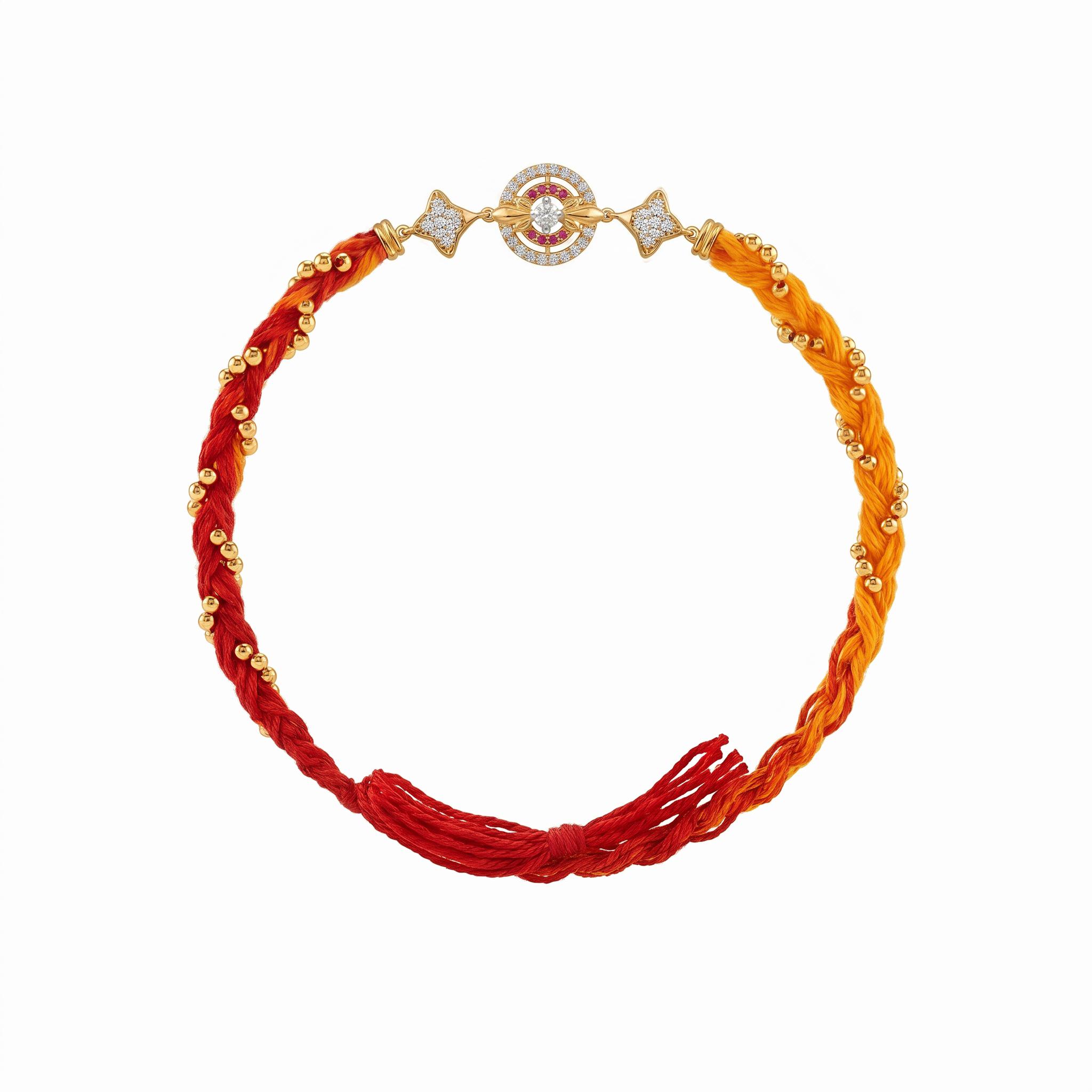 Circular Medallion Silver Gold-Plated Rakhi ,