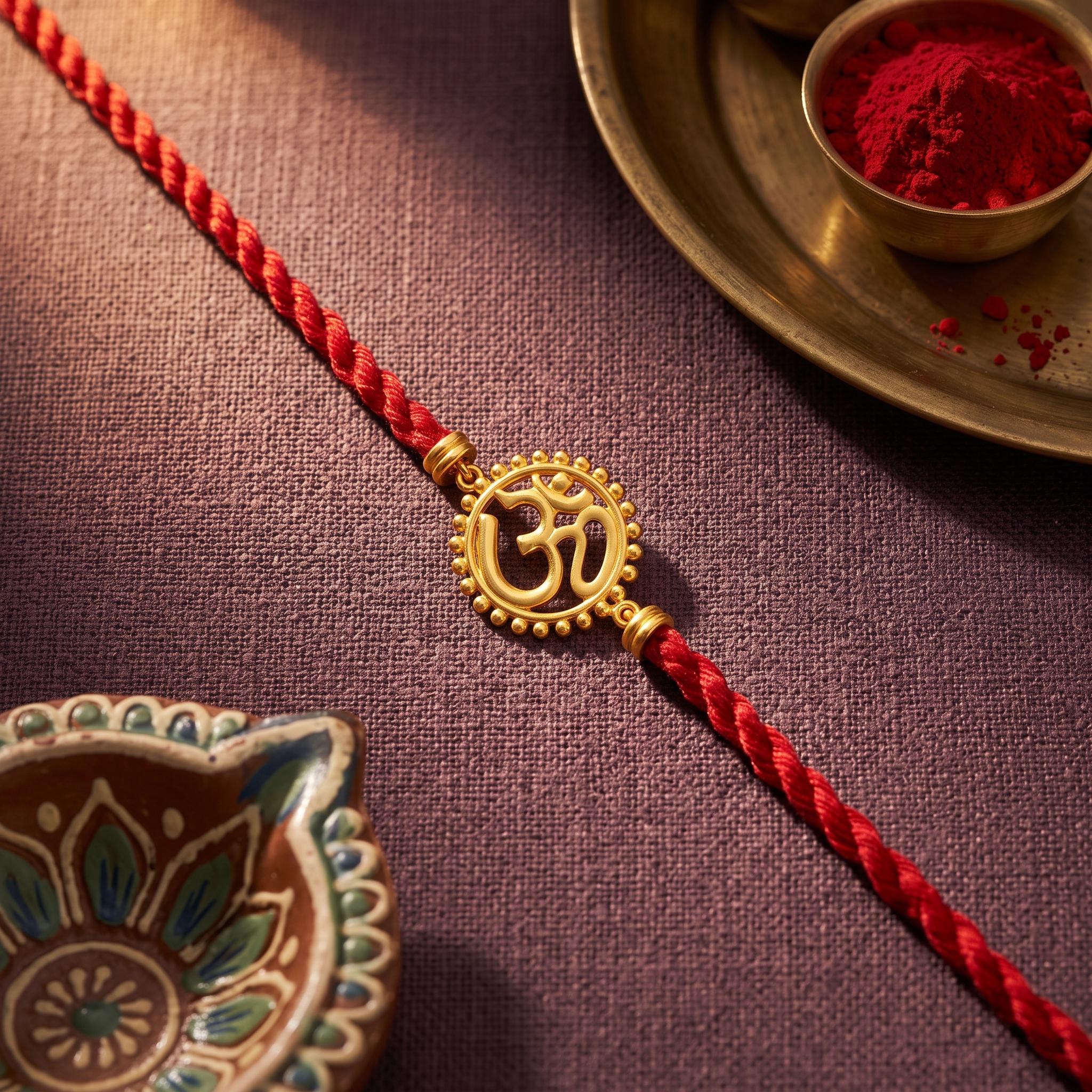 Sacred Beaded Om Sunburst Rakhi ,