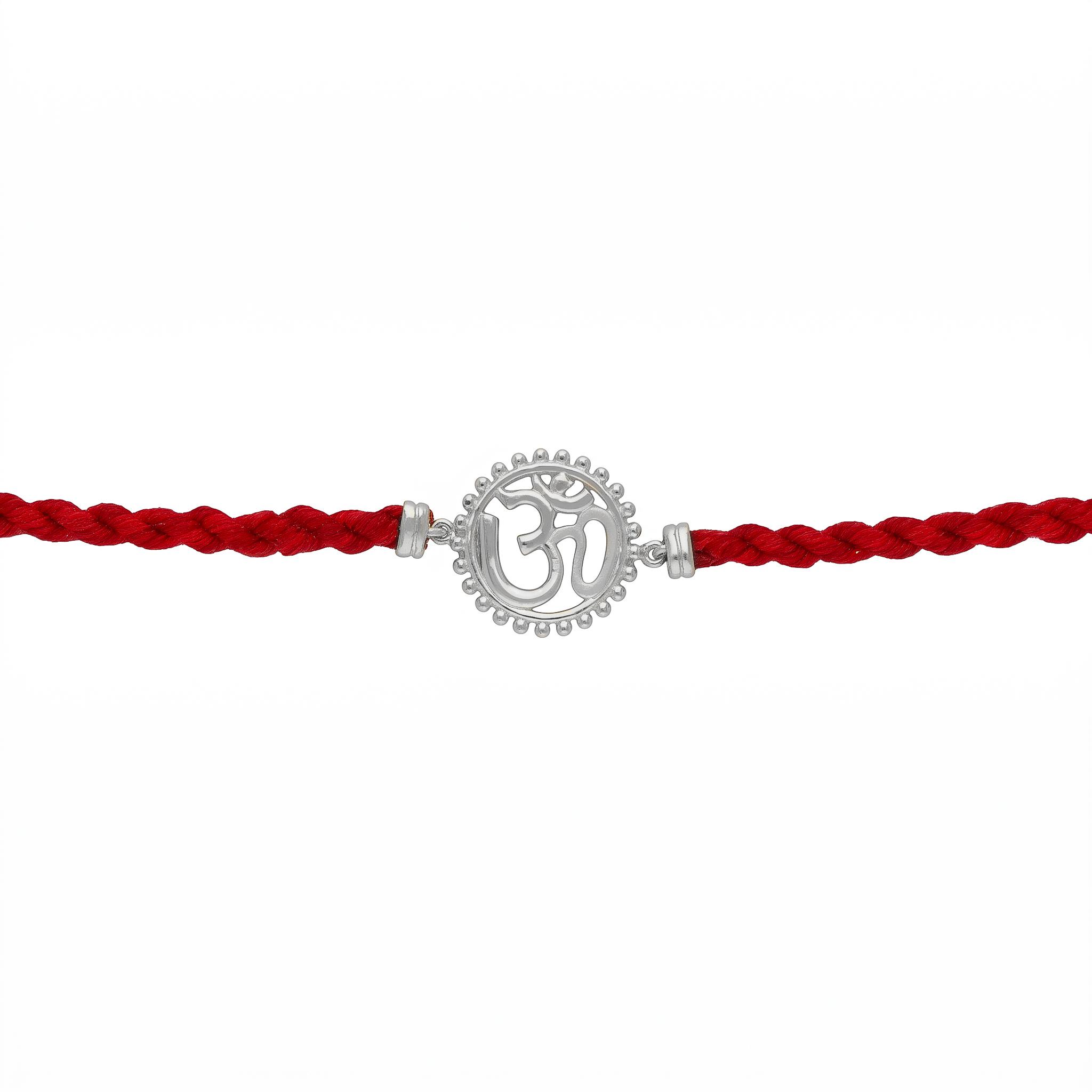 Sacred Om Sunburst Silver Rakhi ,