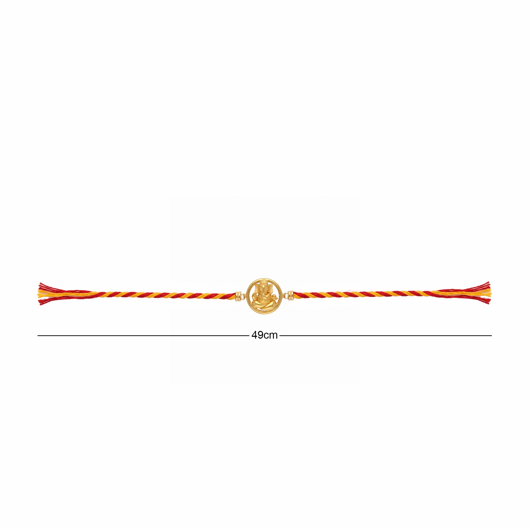 Lord Ganesha Silver Gold-Plated Rakhi ,