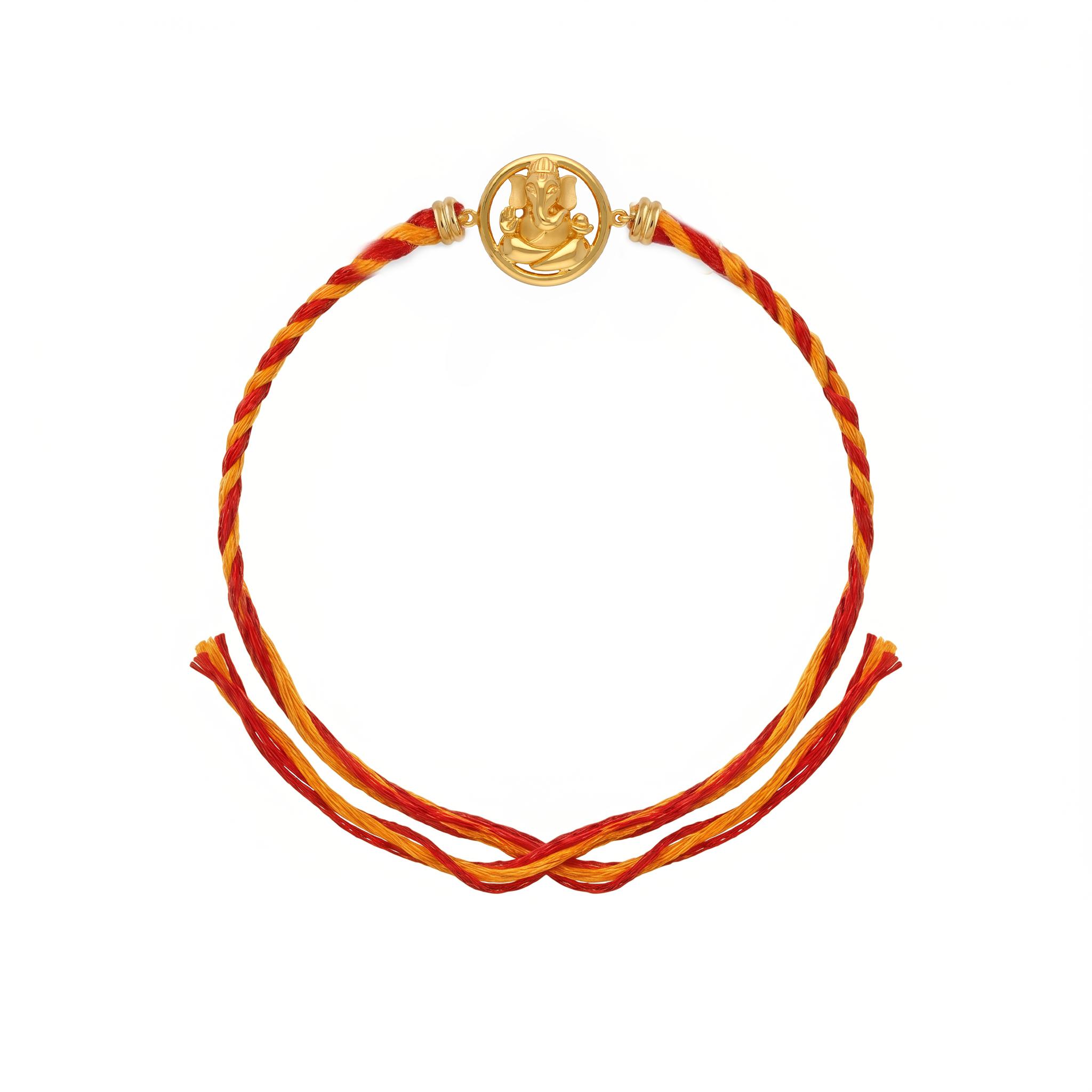 Lord Ganesha Silver Gold-Plated Rakhi ,