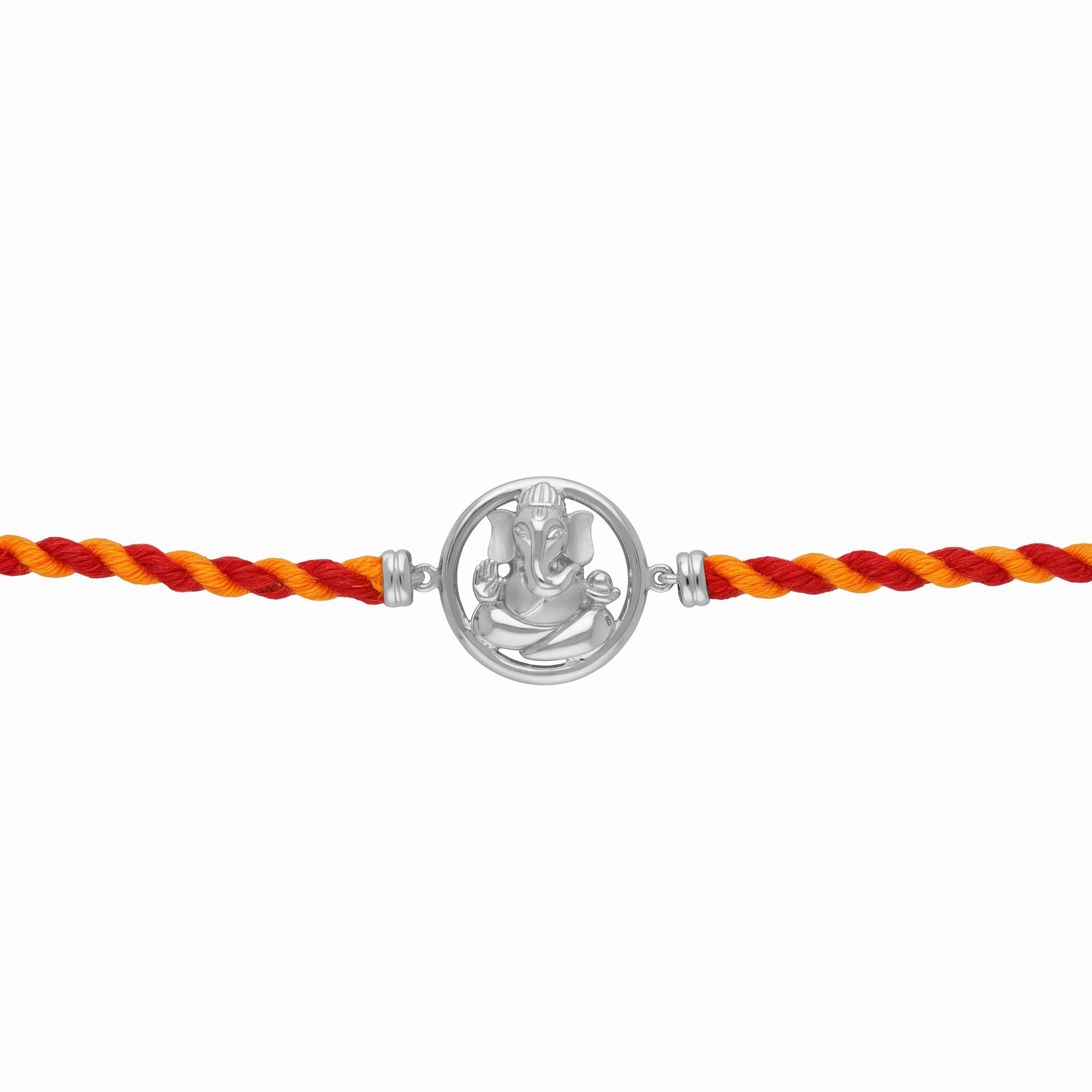 Divine Lord Ganesha Silver Rakhi ,
