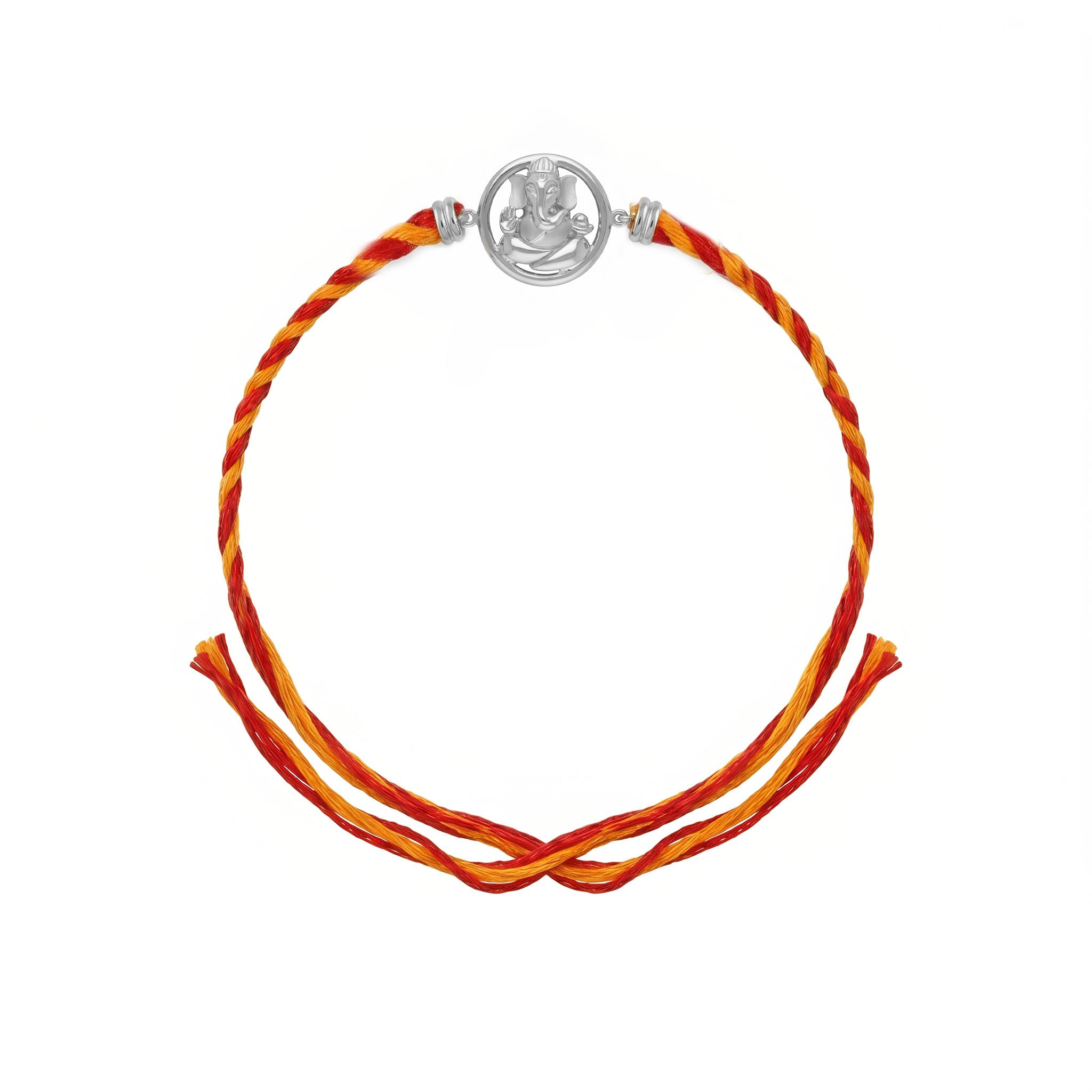 Divine Lord Ganesha Silver Rakhi ,