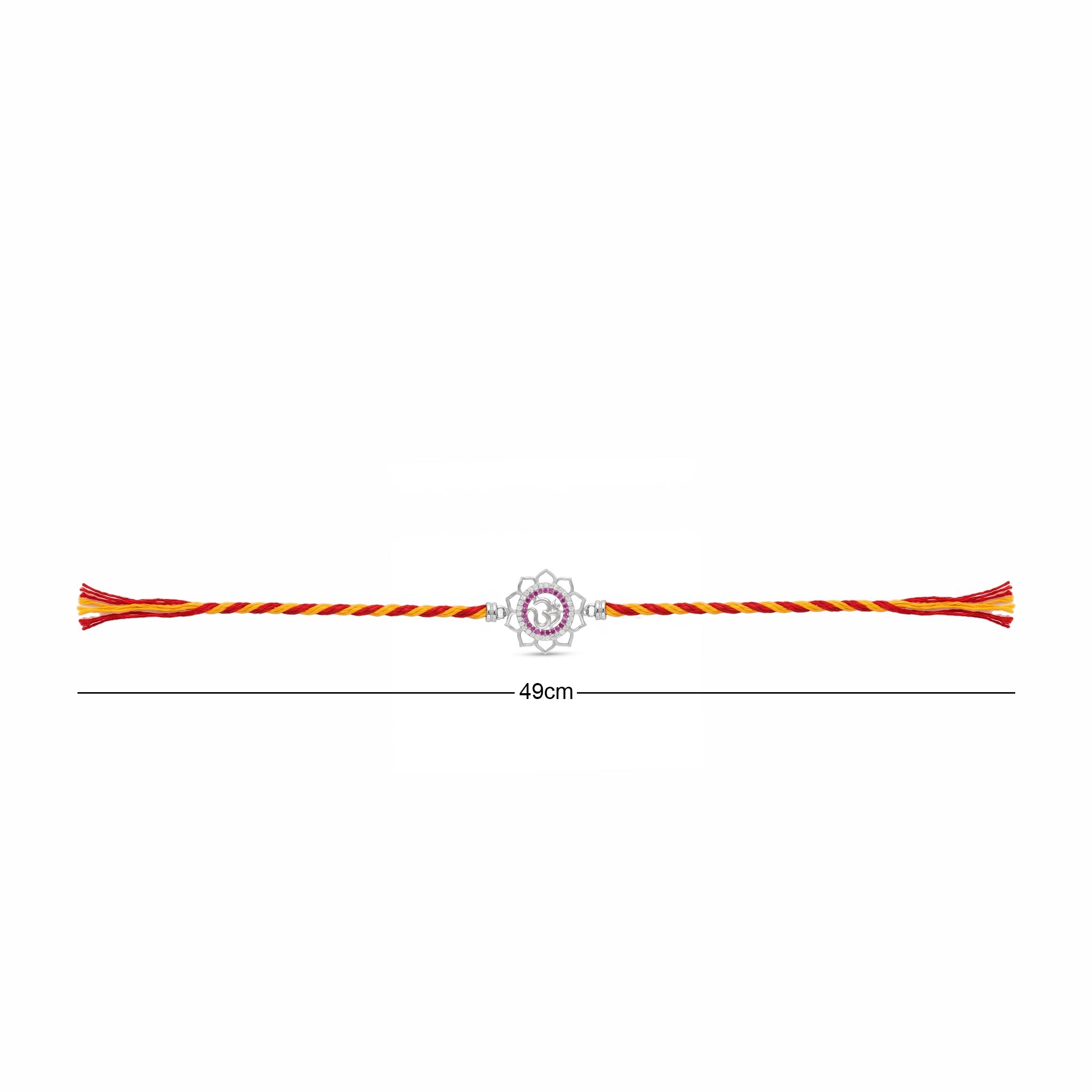 Sacred Lotus Om 925Silver Rakhi ,