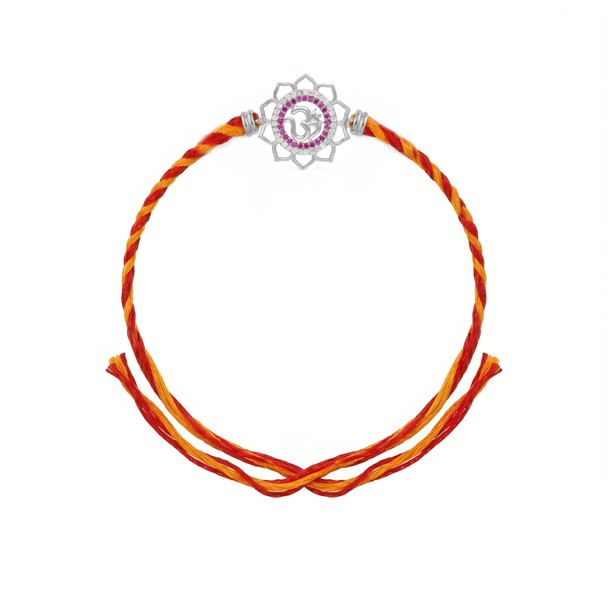 Sacred Lotus Om 925Silver Rakhi ,