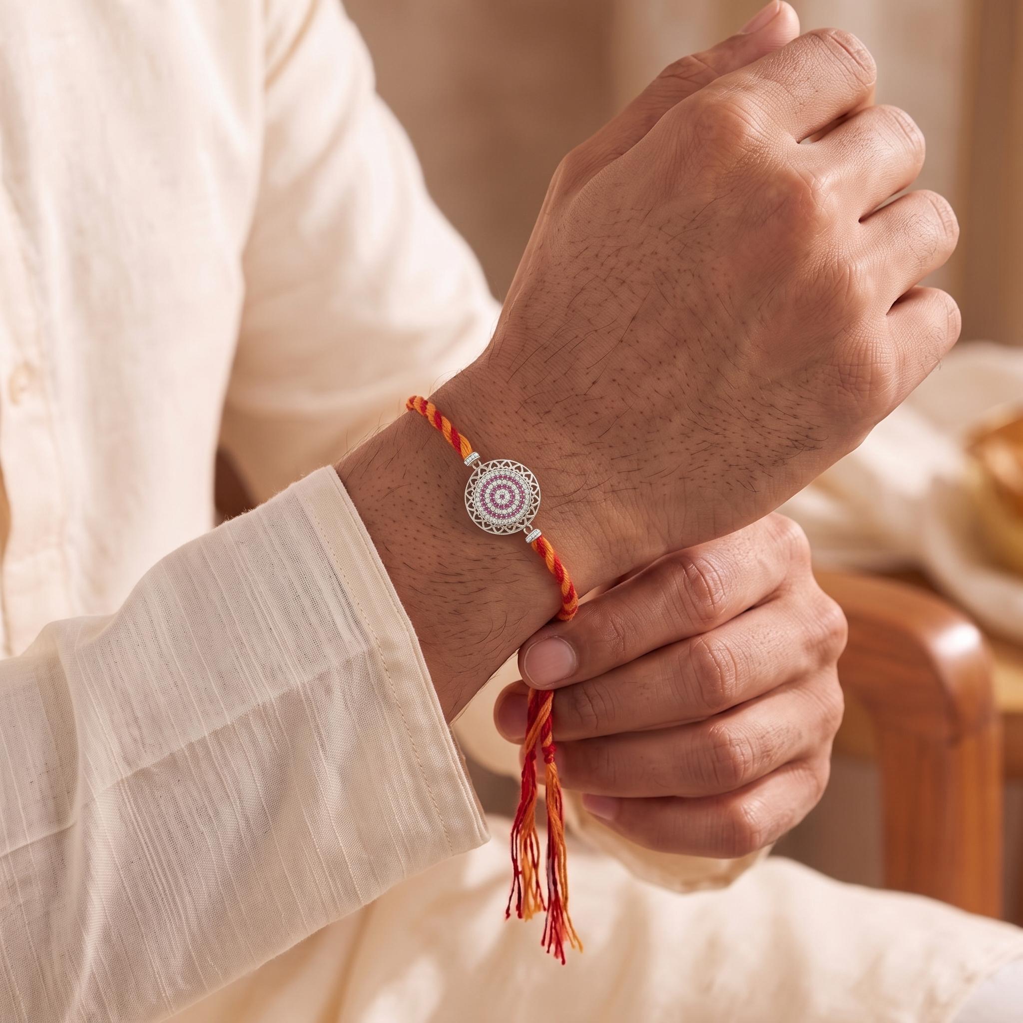 Sacred Heart Sterling Silver Rakhi ,