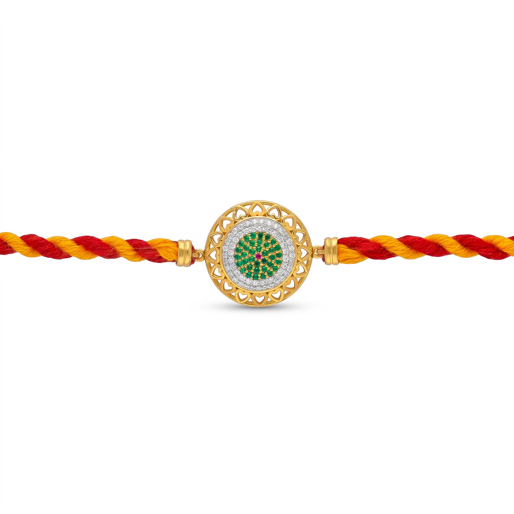 Sacred Heart Halo Green CZ Rakhi ,