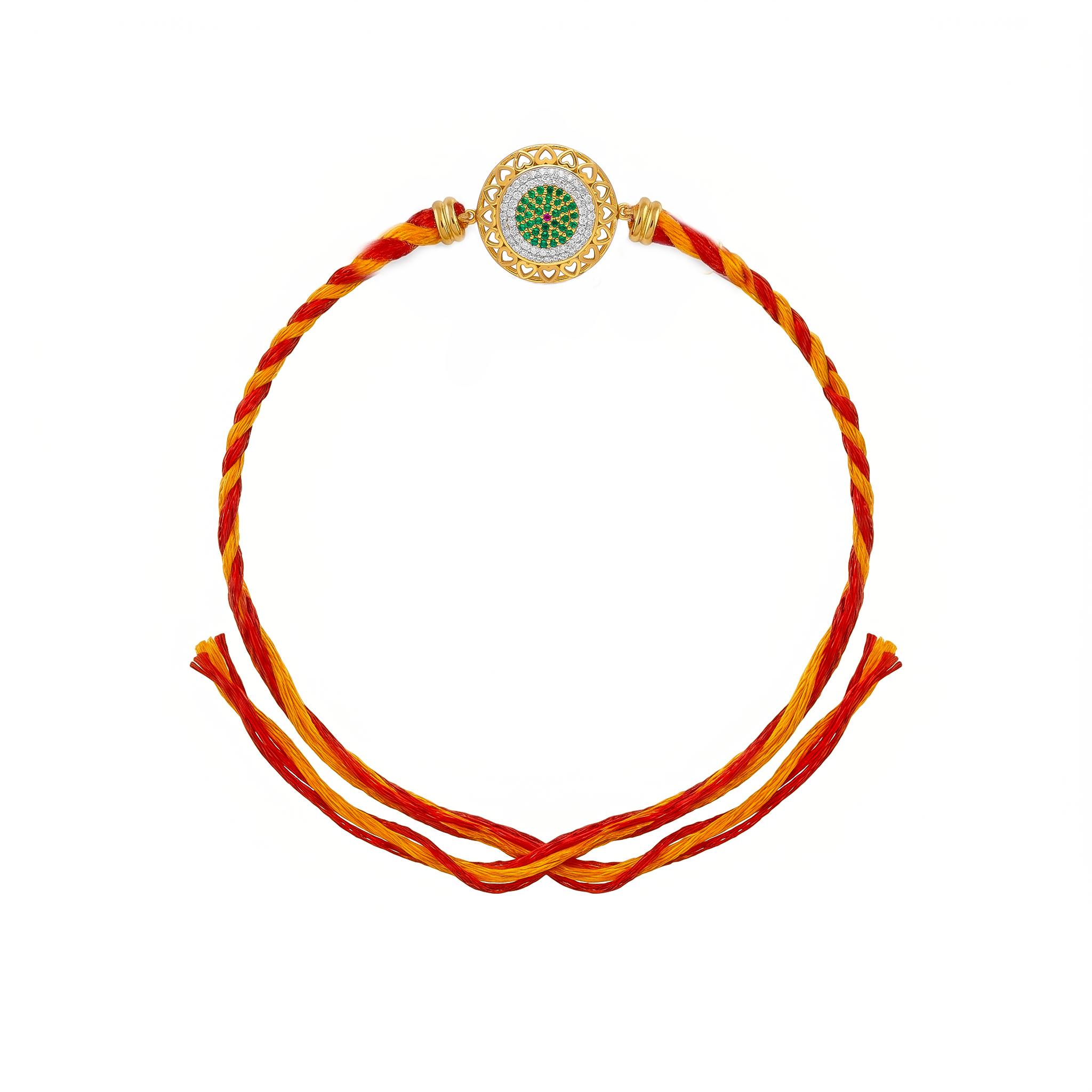 Sacred Heart Halo Green CZ Rakhi ,