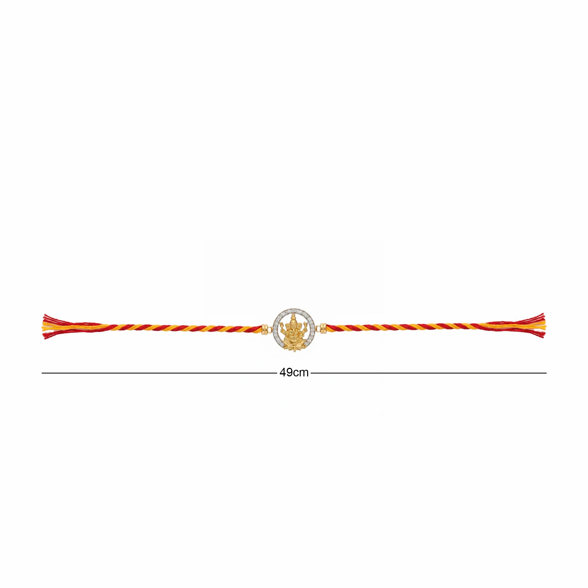 Divine Ganesha Gold-Plated Silver Rakhi ,