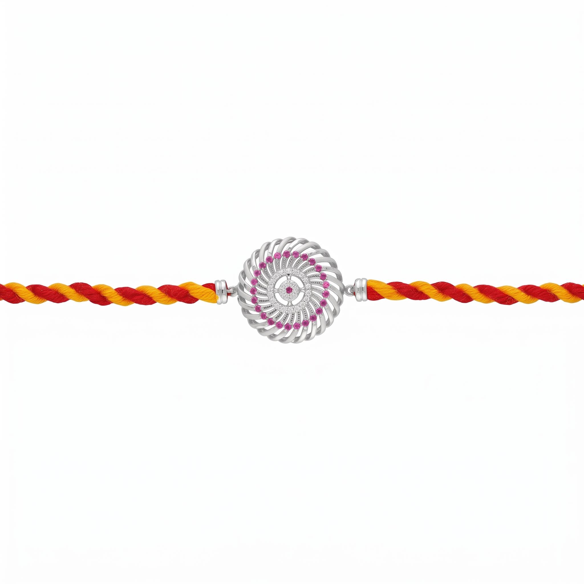 Spiral Chakra Ruby CZ 925 Sterling Silver Rakhi ,