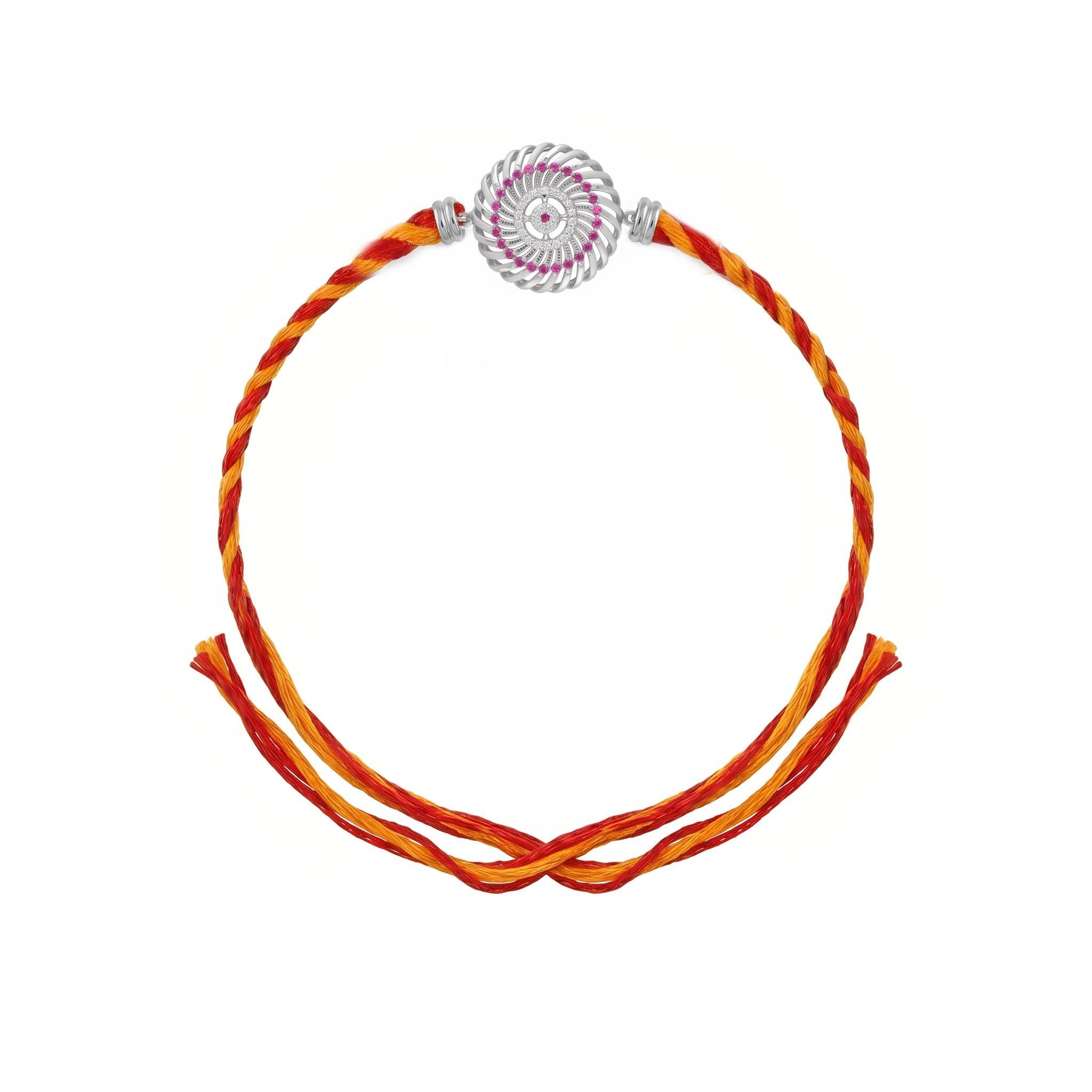 Spiral Chakra Ruby CZ 925 Sterling Silver Rakhi ,