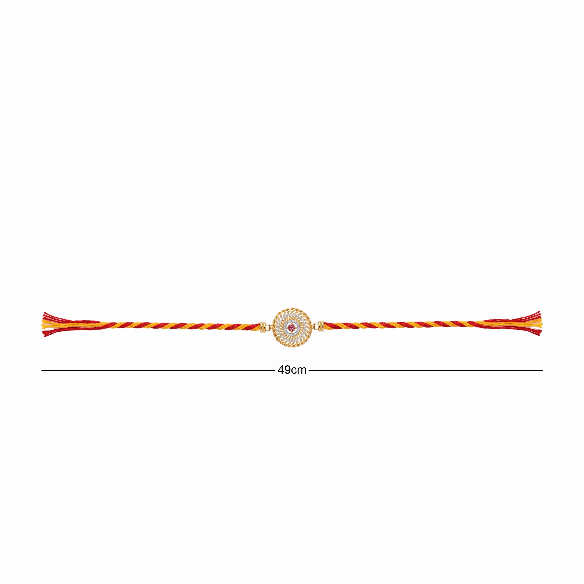 Spiral Chakra Ruby CZ Silver Gold-Plated Rakhi ,