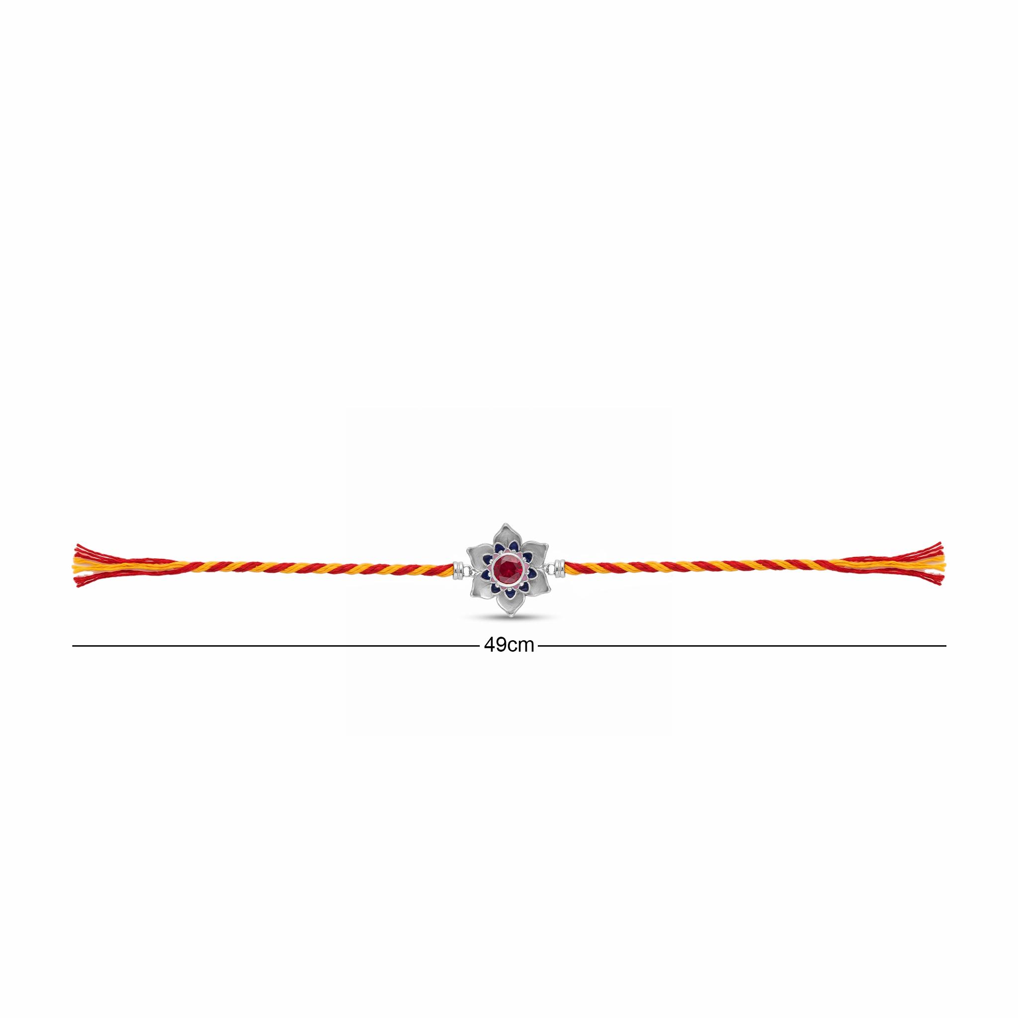 Blooming Lotus Silver Rakhi ,