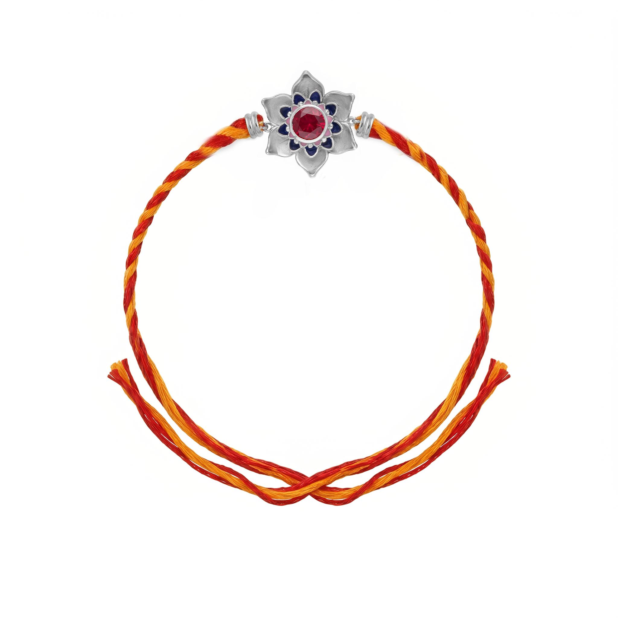 Blooming Lotus Silver Rakhi ,