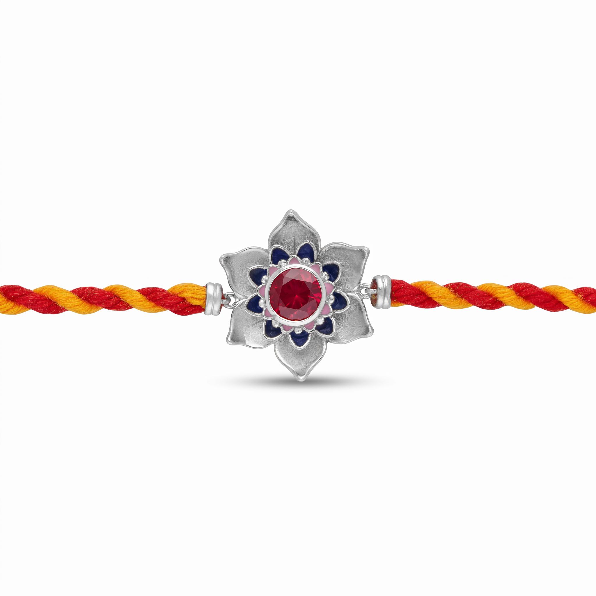 Blooming Lotus Silver Rakhi ,