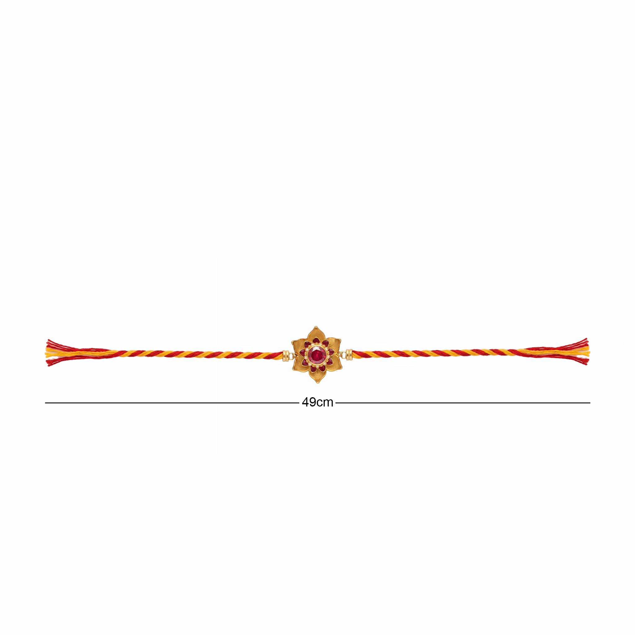 Blooming Enamel Lotus Silver Gold-Plated Rakhi ,